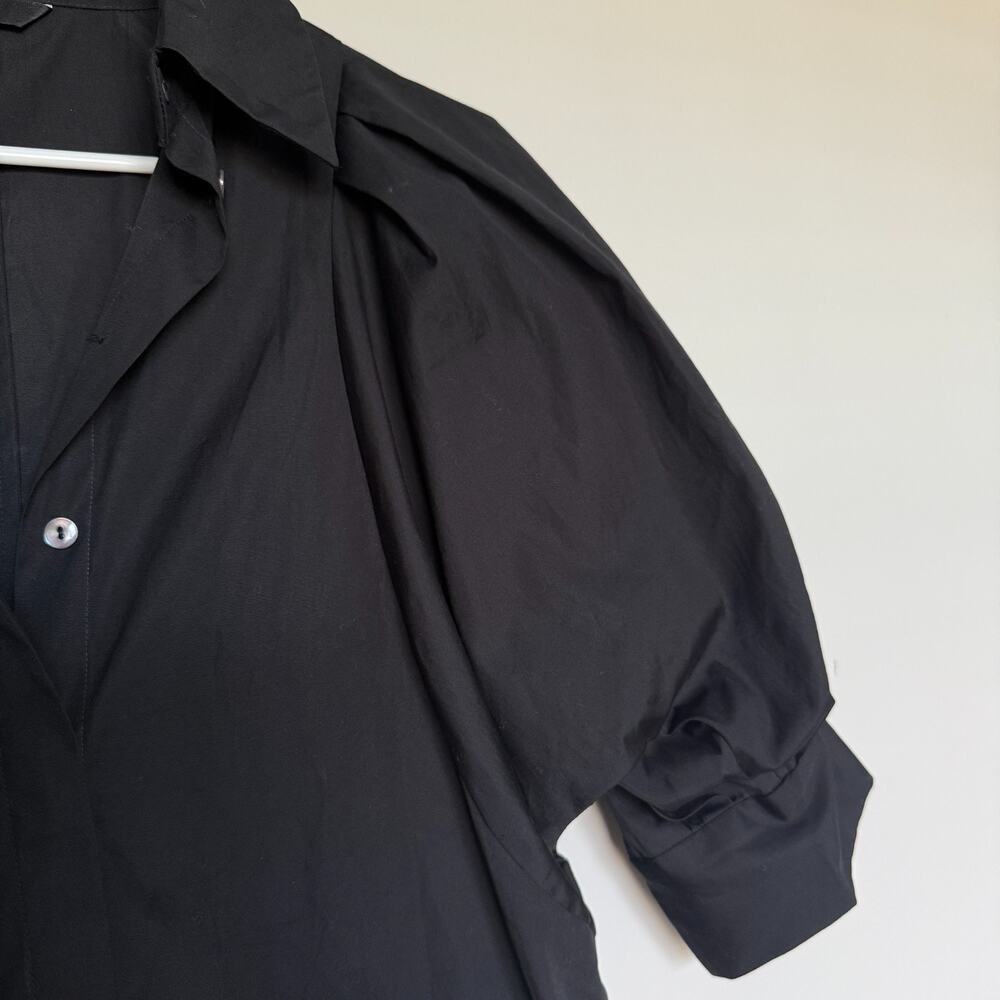 BANANA REPUBLIC Womens Seamed Poplin Shirt XS Black Minimalist Office Corpcore - Picture 3 of 7